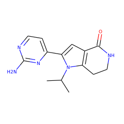 CC(C)n1c(-c2ccnc(N)n2)cc2c1CCNC2=O ZINC000028970468