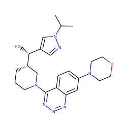 CC(C)n1cc([C@@H](O)[C@H]2CCCN(c3nnnc4cc(N5CCOCC5)ccc34)C2)cn1 ZINC000148332543