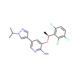 CC(C)n1cc(-c2cnc(N)c(O[C@@H](C)c3c(Cl)ccc(F)c3Cl)c2)cn1 ZINC000035951326