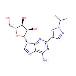 CC(C)n1cc(-c2nc(N)c3ncn([C@@H]4O[C@H](CO)[C@@H](O)[C@H]4O)c3n2)cn1 ZINC000013818964