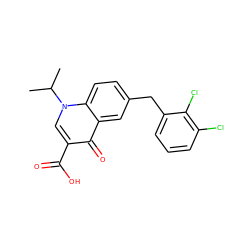 CC(C)n1cc(C(=O)O)c(=O)c2cc(Cc3cccc(Cl)c3Cl)ccc21 ZINC000033817917