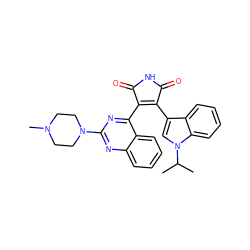 CC(C)n1cc(C2=C(c3nc(N4CCN(C)CC4)nc4ccccc34)C(=O)NC2=O)c2ccccc21 ZINC000095580473