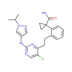 CC(C)n1cc(Nc2ncc(Cl)c(CCc3ccccc3C3(C(N)=O)CC3)n2)cn1 ZINC000211106554