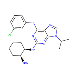 CC(C)n1cnc2c(Nc3cccc(Cl)c3)nc(N[C@@H]3CCCC[C@@H]3N)nc21 ZINC001772646890