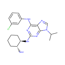 CC(C)n1cnc2c(Nc3cccc(Cl)c3)nc(N[C@@H]3CCCC[C@H]3N)nc21 ZINC001772601134