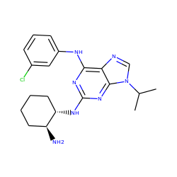 CC(C)n1cnc2c(Nc3cccc(Cl)c3)nc(N[C@H]3CCCC[C@@H]3N)nc21 ZINC001772573762