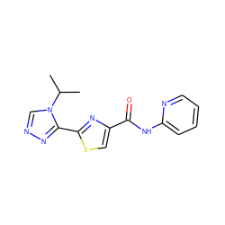 CC(C)n1cnnc1-c1nc(C(=O)Nc2ccccn2)cs1 ZINC001772614612