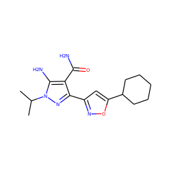 CC(C)n1nc(-c2cc(C3CCCCC3)on2)c(C(N)=O)c1N ZINC001772647307