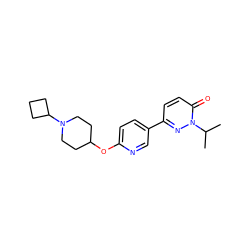 CC(C)n1nc(-c2ccc(OC3CCN(C4CCC4)CC3)nc2)ccc1=O ZINC000082151250