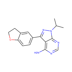 CC(C)n1nc(-c2ccc3c(c2)CCO3)c2c(N)ncnc21 ZINC000064479736