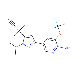 CC(C)n1nc(-c2cnc(N)c(OC(F)(F)F)c2)cc1C(C)(C)C#N ZINC000146442675