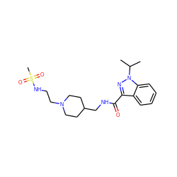 CC(C)n1nc(C(=O)NCC2CCN(CCNS(C)(=O)=O)CC2)c2ccccc21 ZINC000095566158