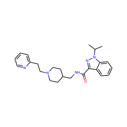 CC(C)n1nc(C(=O)NCC2CCN(CCc3ccccn3)CC2)c2ccccc21 ZINC000001493859