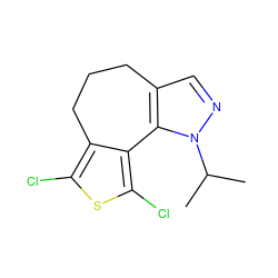 CC(C)n1ncc2c1-c1c(Cl)sc(Cl)c1CCC2 ZINC000013537807