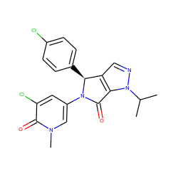 CC(C)n1ncc2c1C(=O)N(c1cc(Cl)c(=O)n(C)c1)[C@H]2c1ccc(Cl)cc1 ZINC000220420407