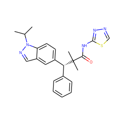 CC(C)n1ncc2cc([C@@H](c3ccccc3)C(C)(C)C(=O)Nc3nncs3)ccc21 ZINC000096283931