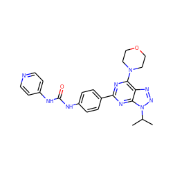 CC(C)n1nnc2c(N3CCOCC3)nc(-c3ccc(NC(=O)Nc4ccncc4)cc3)nc21 ZINC000045337934