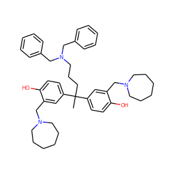 CC(CCCN(Cc1ccccc1)Cc1ccccc1)(c1ccc(O)c(CN2CCCCCC2)c1)c1ccc(O)c(CN2CCCCCC2)c1 ZINC000026497268