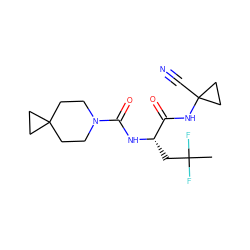 CC(F)(F)C[C@H](NC(=O)N1CCC2(CC1)CC2)C(=O)NC1(C#N)CC1 ZINC000113627984