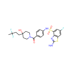 CC(F)(F)CCC1(O)CCN(C(=O)c2ccc(NS(=O)(=O)c3cc(F)cc4sc(N)nc34)cc2)CC1 ZINC000217712647