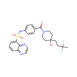 CC(F)(F)CCC1(O)CCN(C(=O)c2ccc(NS(=O)(=O)c3cccc4nccnc34)cc2)CC1 ZINC000217614746