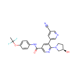 CC(F)(F)Oc1ccc(NC(=O)c2cnc(N3CC[C@@H](O)C3)c(-c3cncc(C#N)c3)c2)cc1 ZINC001772599937