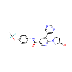 CC(F)(F)Oc1ccc(NC(=O)c2cnc(N3CC[C@@H](O)C3)c(-c3cncnc3)c2)cc1 ZINC000224426183