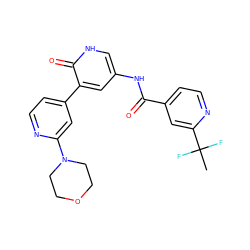 CC(F)(F)c1cc(C(=O)Nc2c[nH]c(=O)c(-c3ccnc(N4CCOCC4)c3)c2)ccn1 ZINC000220679916