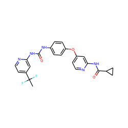 CC(F)(F)c1ccnc(NC(=O)Nc2ccc(Oc3ccnc(NC(=O)C4CC4)c3)cc2)c1 ZINC001772574598