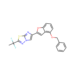 CC(F)(F)c1nn2cc(-c3cc4c(OCc5ccccc5)cccc4o3)nc2s1 ZINC000653762205