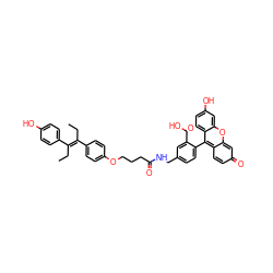 CC/C(=C(/CC)c1ccc(OCCCC(=O)NCc2ccc(-c3c4ccc(=O)cc-4oc4cc(O)ccc34)c(C(=O)O)c2)cc1)c1ccc(O)cc1 ZINC000028262576