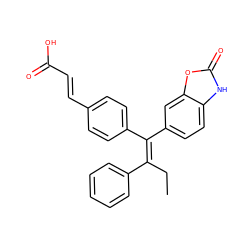 CC/C(=C(/c1ccc(/C=C/C(=O)O)cc1)c1ccc2[nH]c(=O)oc2c1)c1ccccc1 ZINC000114595583