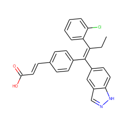 CC/C(=C(/c1ccc(/C=C/C(=O)O)cc1)c1ccc2[nH]ncc2c1)c1ccccc1Cl ZINC000114545937