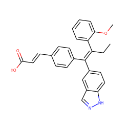 CC/C(=C(/c1ccc(/C=C/C(=O)O)cc1)c1ccc2[nH]ncc2c1)c1ccccc1OC ZINC000114545213