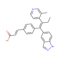 CC/C(=C(/c1ccc(/C=C/C(=O)O)cc1)c1ccc2[nH]ncc2c1)c1ccncc1C ZINC000114610441