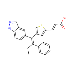 CC/C(=C(/c1csc(/C=C/C(=O)O)c1)c1ccc2[nH]ncc2c1)c1ccccc1 ZINC000114607571