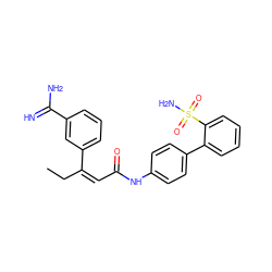 CC/C(=C/C(=O)Nc1ccc(-c2ccccc2S(N)(=O)=O)cc1)c1cccc(C(=N)N)c1 ZINC000013442347