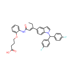 CC/C(=C\C(=O)Nc1ccccc1OCCCC(=O)O)c1ccc2c(ccn2C(c2ccc(F)cc2)c2ccc(F)cc2)c1 ZINC000004778136