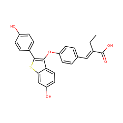 CC/C(=C\c1ccc(Oc2c(-c3ccc(O)cc3)sc3cc(O)ccc23)cc1)C(=O)O ZINC001772612788