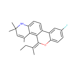 CC/C(C)=C1/Oc2ccc(F)cc2-c2ccc3c(c21)C(C)=CC(C)(C)N3 ZINC000013490434