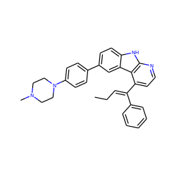 CC/C=C(\c1ccccc1)c1ccnc2[nH]c3ccc(-c4ccc(N5CCN(C)CC5)cc4)cc3c12 ZINC000147246055