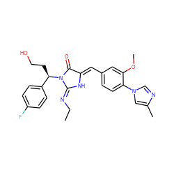 CC/N=C1\N/C(=C\c2ccc(-n3cnc(C)c3)c(OC)c2)C(=O)N1[C@H](CCO)c1ccc(F)cc1 ZINC000058591687