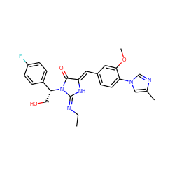 CC/N=C1\N/C(=C\c2ccc(-n3cnc(C)c3)c(OC)c2)C(=O)N1[C@H](CO)c1ccc(F)cc1 ZINC000058584077