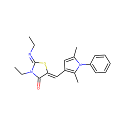 CC/N=C1\S/C(=C\c2cc(C)n(-c3ccccc3)c2C)C(=O)N1CC ZINC000073141285