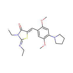 CC/N=C1\S/C(=C\c2cc(OC)c(N3CCCC3)cc2OC)C(=O)N1CC ZINC000001006011