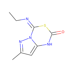 CC/N=c1/sc(=O)[nH]c2cc(C)nn12 ZINC000103211906