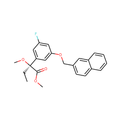 CC[C@@](OC)(C(=O)OC)c1cc(F)cc(OCc2ccc3ccccc3c2)c1 ZINC000013733364