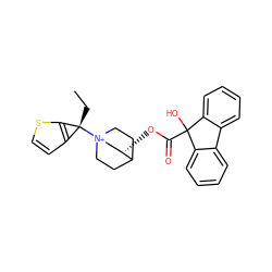 CC[C@@]1([N+]23CCC(CC2)[C@@H](OC(=O)C2(O)c4ccccc4-c4ccccc42)C3)c2ccsc21 ZINC000113051962