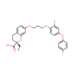 CC[C@@]1(C(=O)O)CCc2ccc(OCCCOc3ccc(Oc4ccc(F)cc4)cc3Cl)cc2O1 ZINC000001910889