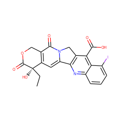 CC[C@@]1(O)C(=O)OCc2c1cc1n(c2=O)Cc2c-1nc1cccc(I)c1c2C(=O)O ZINC000028006951